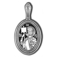 Равноапостольный император Константин. Именная иконка на цепочку из серебра 925 пробы с чернением фото