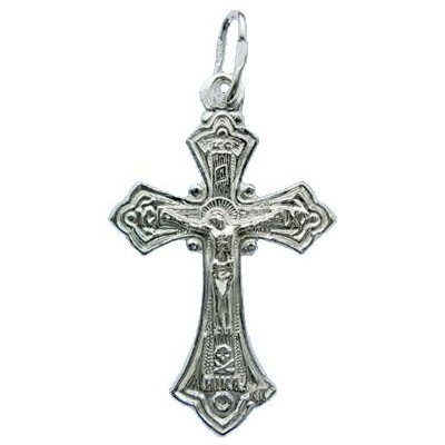 Православный нательный крест из серебра 925 пробы фото