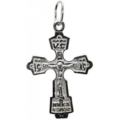 Нательный крест с распятием из родированного серебра 925 пробы фото
