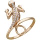 Восхитительное кольцо в виде ящерицы, усыпанной фианитами из красного золота 585 пробы