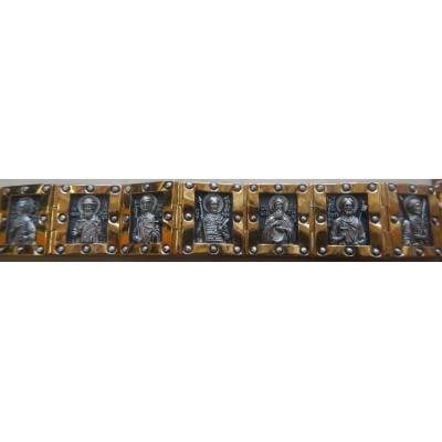Православный мужской браслет "Святые Мужи" из серебра 925 пробы с золотым покрытием фото