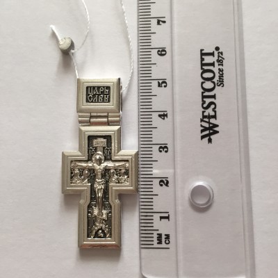 Нательный крест "Распятие Христово. Деисус", серебро 925 пробы с чернением фото