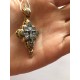 Нательный крест-мощевик с фианитами из серебра 925 пробы с желтой позолотой