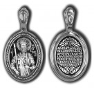 Великомученик Феодор Стратилат. Иконка нательная из серебра 925 пробы с чернением