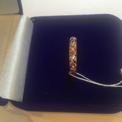 Поразительное православное кольцо Спаси и Сохрани "Трелистник" с алмазной обработкой из золота 585 пробы, ширина 3 мм фото