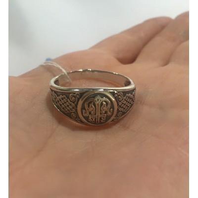 Православное охранное кольцо «Процветший Крест» из серебра 925 пробы фото