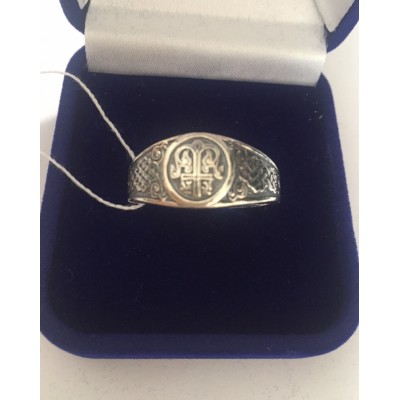 Православное охранное кольцо «Процветший Крест» из серебра 925 пробы фото