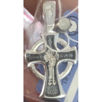 Крест православный "Распятие Христово. Ангел-Хранитель", серебро 925 пробы с чернением фото