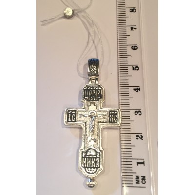 Нательный православный крест-мощевик из серебра 925 пробы с чернением фото