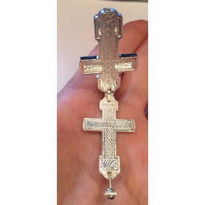Нательный православный крест-мощевик из серебра 925 пробы с чернением фото