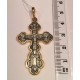Позолоченный нательный крест на шею Распятие Христово. Икона Казанской Божией Матери, серебро 925 пробы с желтой позолотой