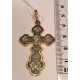 Позолоченный нательный крест на шею Распятие Христово. Икона Казанской Божией Матери, серебро 925 пробы с желтой позолотой