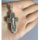 Нательный мощевик-крест Распятие Христово с молитвой на обороте из серебра 925 пробы с чернением
