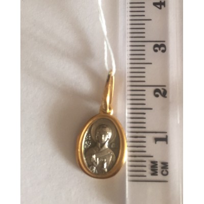 Святая Ксения Петербуржская. Иконка на цепочку, серебро 925 пробы с желтой позолотой фото