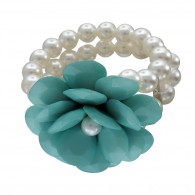 Восхитительный браслет в виде цветка из белого из голубого пластика, Bijou Tresor (элитная бижутерия) фото