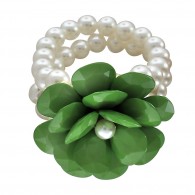 Стильный  браслет  "Цветок" из белого и зеленого пластика, Bijou Tresor (элитная бижутерия) фото