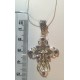 Узорчатый православный крест из серебра 925 пробы с чернением,  8 фианитов