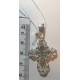 Узорчатый православный крест из серебра 925 пробы с чернением,  8 фианитов
