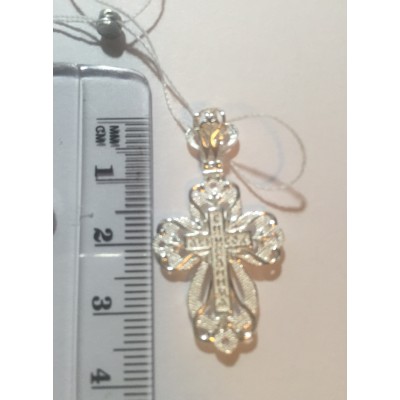 Православный крестик с фианитами, серебро 925 проба фото