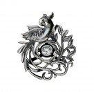 Витиеватая подвеска "Попугай" из коллекции Impulse silver с фианитом из оксидированного серебра 925 пробы