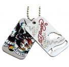 Дерзкая цепь с жетонами EAGLE TATOO со стразами из стали, Ed Hardy by Christian Audigier (элитная бижутерия)