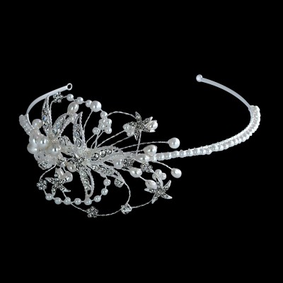 Элитная Корона (диадема, ободок для волос) с имитацией жемчуга и ювелирным стеклом, Viva Choice (элитная бижутерия) фото