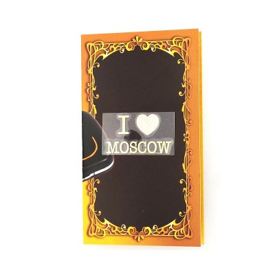 Золотая наклейка "Я люблю Москву", размер 1,5*3 (элитные подарки- бижутерия) фото