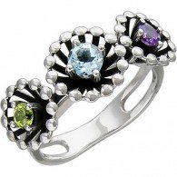 Серебряные кольца с цветными камнями